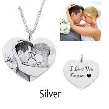 Load image into Gallery viewer, Engraved Heart Photo Pendant Necklace