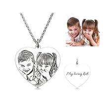Load image into Gallery viewer, Engraved Heart Photo Pendant Necklace